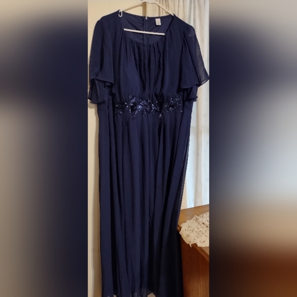 Ever Pretty Navy Blue Maxi Dress with Sequin Waist